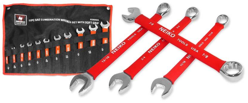 SOFT GRIP WRENCH SETS These box and open end wrench sets consist of tool tempered steel cores that have been heat treated and triple chrome plated to a mirror finish.