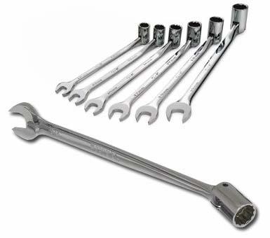 6 PC. FLEX COMBO WRENCH SETS These combo wrench sets have 6 wrenches that have standard open ends on one side and feature a swivel socket on the other.