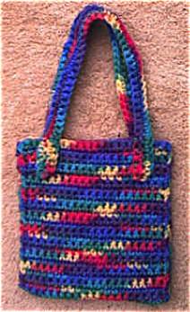 EASY PATTERNS FOR KIDS TO CROCHET SECTION 4 Little Tote Bag Materials: About 2 ounces of Red Heart Super Saver Starbrights yarn (or any color you like) Crochet hook size G (5.