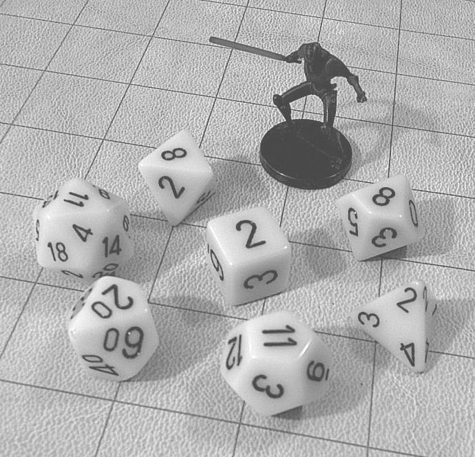 There are dice with four sides (d4), six sides (d6), eight sides (d8), ten sides (d10), twelve sides (d12) and twenty sides (d20). These dice can be found at most game, hobby or book stores.