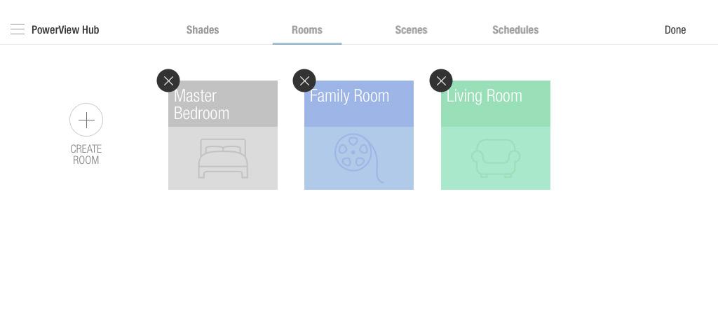 Creating Rooms (CONTINUED) If you choose to customize the room, select a color theme and icon. Press Done when you are satisfied with the look of the room.