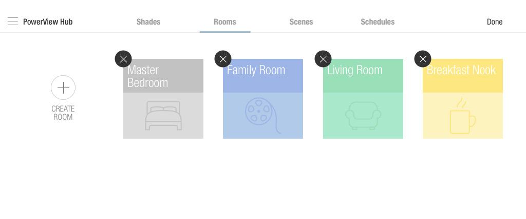 Creating Rooms (CONTINUED) Back on the Rooms tab screen, press the Done button.