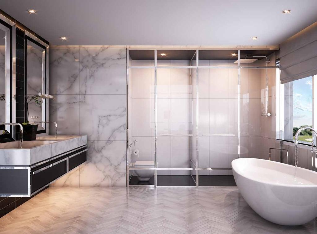 EXPERTLY FINISHED STUNNING IN FORM AND FUNCTION In Trump PRVT homes, the expansive bathrooms are designed to be a pleasure to the senses, using the finest fixtures and fittings.