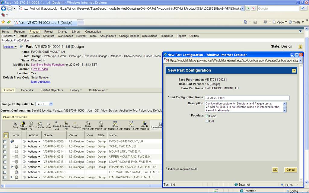 63 Figure A-6: Configuration methodology create configuration The new part configuration wizard is launched via the Actions menu on the left of the part s icon.