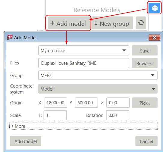 You can load predefined import properties by entering or selecting the name of the file in the box at the top. You can browse for the reference model file or drag models from Windows Explorer.