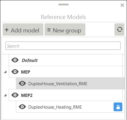 Viewing and modifying the reference model You can show the models included in a group by clicking the small arrow icon in front of the group.