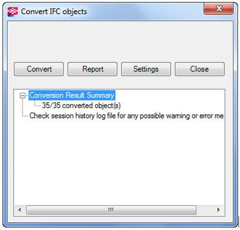 IFC object converter A summary of conversion results has been added to the Convert IFC objects dialog box tha shows errors in the conversion. 1.