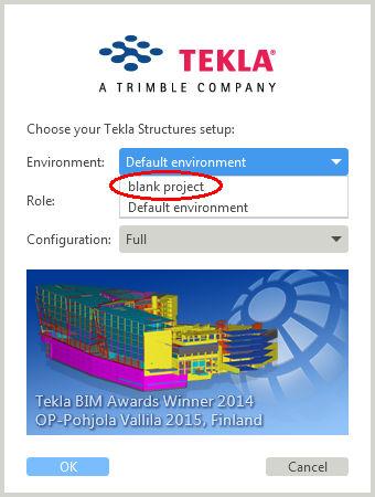 1.1 Setting up your project In Tekla Structures 21.0 you can easily set up your own project from scratch by using the new blank project together with Tekla Warehouse.