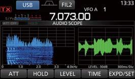 While listening to received audio, you can check the real-time spectrum scope and quickly move to an intended signal.