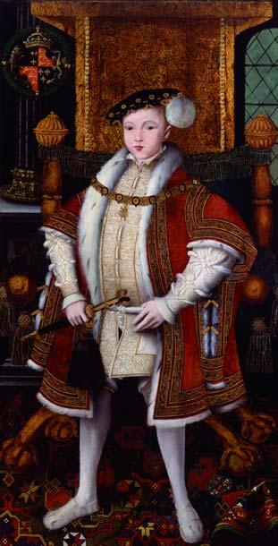 King Edward VI Label the portrait NPG 5511 Throne Dagger Hat Cloak Carpet Feather Edward VI was only nine years old when he became king.
