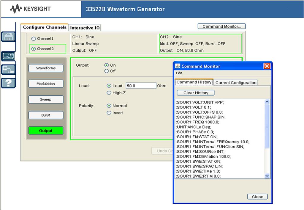 Built-in Web browser Easily set up and control your 33500B Series generator remotely over a LAN connection using the built-in LXI Web browser.