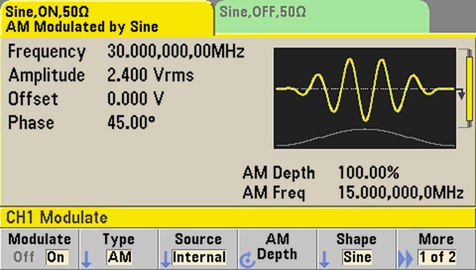 Full bandwidth modulation sources Eliminate the need for an external modulation source. The 33500B Series has a modulation frequency up to the frequency of the waveform being modulated.