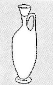 Lekythos A flask, with an elongated body, rounded base,