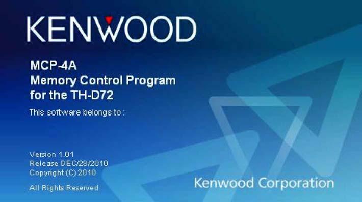 8 MCP-4A MEMORY CONTROL PROGRAM (FOR USE WITH TH-D72A/E) 4. Click Start > Program > KENWOOD > MCP-4A to start MCP-4A. Figure 8-2 MCP-4A Splash Window 5. Select the communication port.