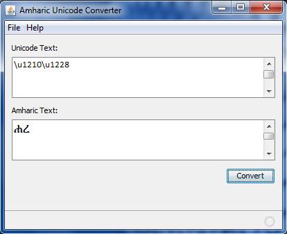 APPENDIX B: GUI for the Amharic Unicode Converter 53 APPENDIX B: GUI for the Amharic Unicode Converter This interface is used to display the Amharic Character.
