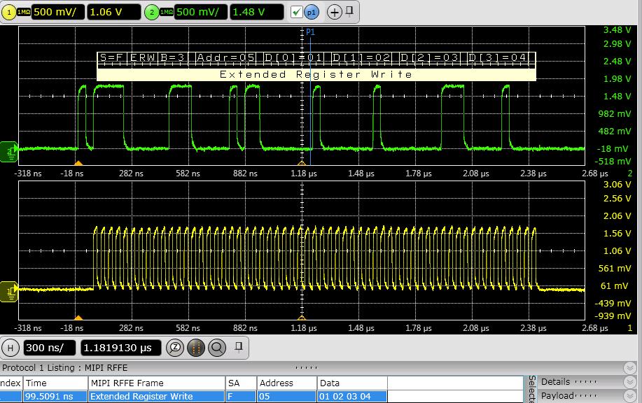 10 Keysight Increase PA/FEM Component Test Efficiency with MIPI RFFE and SPI Bus Test Techniques - Application Note Figure 5. On-the-fly programming sequence resulting RFFE command as generated.