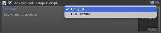 The BackgroundImage prefab can display images either using GUITextures or with Unity UI, and