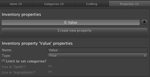 6.5. Inventory properties Inventory properties are a way of giving Inventory items "stats", such as weight or value.