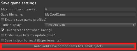 9.1.1. Saving scene objects A typical scene will feature GameObjects that require saving beyond the Player, who is saved automatically.