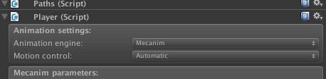 3.3. Character animation Characters have the following animation engine options: Mecanim Unity s standard animation engine, and the one recommended for 3D characters.