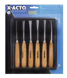 112 DRAWING & CUTTING EQUIPMENT X-Acto Knife Sets - (Group B) Basic Woodcarving Set This Basic Wood Carving Set comes with a convenient plastic carrying case for portability, organization and storage