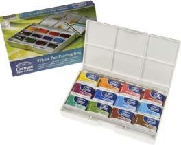50 1 1 Whole Pan Painting Box (B) This high quality lightweight plastic box contains a selected palette of 12 large size Cotman Watercolour whole pans, a