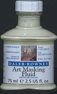 WATERCOLOURS 17 Daler-Rowney Watercolour Mediums - (Group B) Art Masking Fluid Used to create highlights or areas for over painting at a later stage.