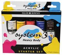 24 ACRYLIC COLOUR Daler-Rowney System 3 & System 3 Heavy Body - (Group B) System 3 is a range of
