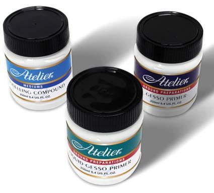 ACRYLIC COLOUR 29 Atelier Interactive Ground Preparations & Mediums - (Group B) Gesso Primer Has a flexible acrylic ground with high grit content for