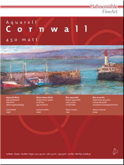 64 WATERCOLOUR SURFACES Hahnemuhle Cornwall 450gsm - (Group AB) Natural white, acid free watercolour paper.