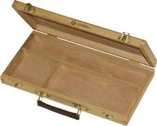 65 1 1 Wooden storage case - with carrying handle and several handy compartments to carry a selection of artist materials.