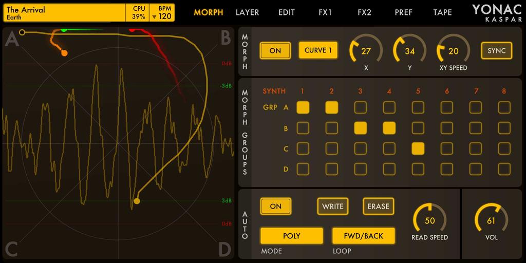MORPH By using the MORPH PAD in combination with the other parameters on the morph panel, you can obtain tons of new and dynamic sounds.