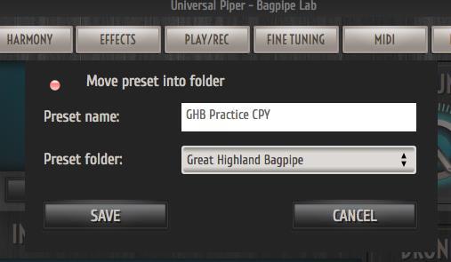 The SAVE AS button allows to duplicate, move and rename instruments. If you want to: Duplicate an instrument in the same folder: enter the name of your customized instrument and click on SAVE.