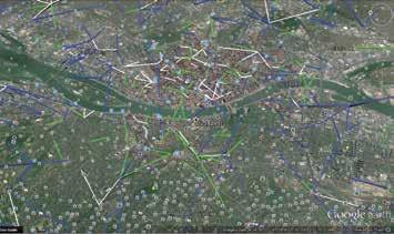 Result Google Earth images The images below show design traffic gain on microwave links using ETSI class 4 antennas overlaid on a Google Earth map of Budapest, Hungary.