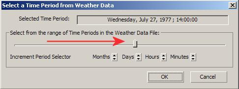 By default, the weather data is set to January 1st, 1966, at noon, but you will choose a summer date.