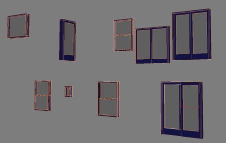 5 Click Select Objects In Current Layer button to select the doors and windows. 6 Right-click any viewport and choose Isolate Selection from the quad menu to display only the selected objects.