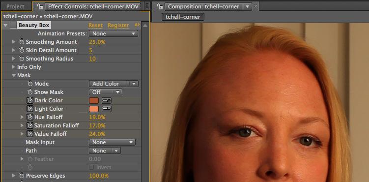 Beauty Box Video: Mask Group Mode> Add Color Add Color expands the mask color range. This allows you to work with and expand the custom mask.