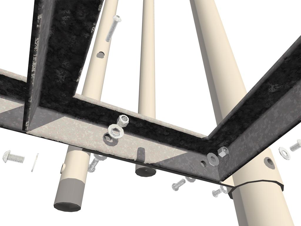10. Install ladderposts, right and left, into their holes (or surface mounts) and bolt barrier rails to deck frame (Fig 9) using 1¼ bolts and NYLOC nuts. LUBRICATE THREADS.