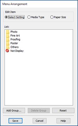 You see this window: 3. Select the item you want to edit. 4. Order or group items in the List box as follows: To move and reorder items, drag and drop them in the list.