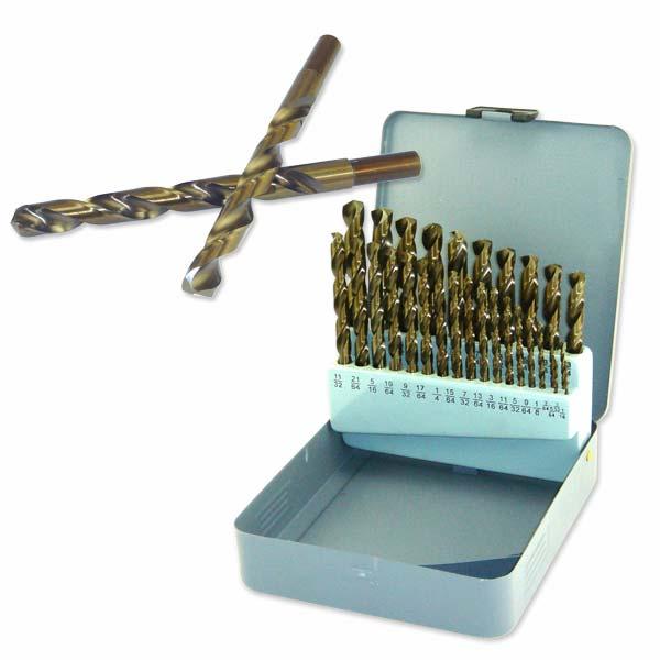 COBALT DRILL BIT SETS These drill bits are the 13 piece and 29 piece sets in a compact folding index box.