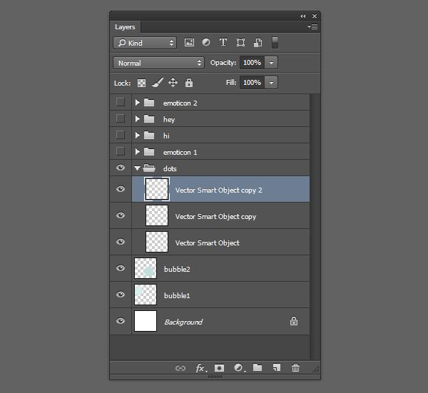 6. Animate the Chat Icon Step 1 In Adobe Photoshop, Paste each of the 14 icon components into your document as a new layer.