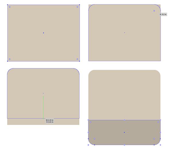 7. Draw the Camera Step 1 In Adobe Illustrator, draw a rectangle. Select the top two anchor points with the Direct Selection Tool, and pull the Live Corners inward.