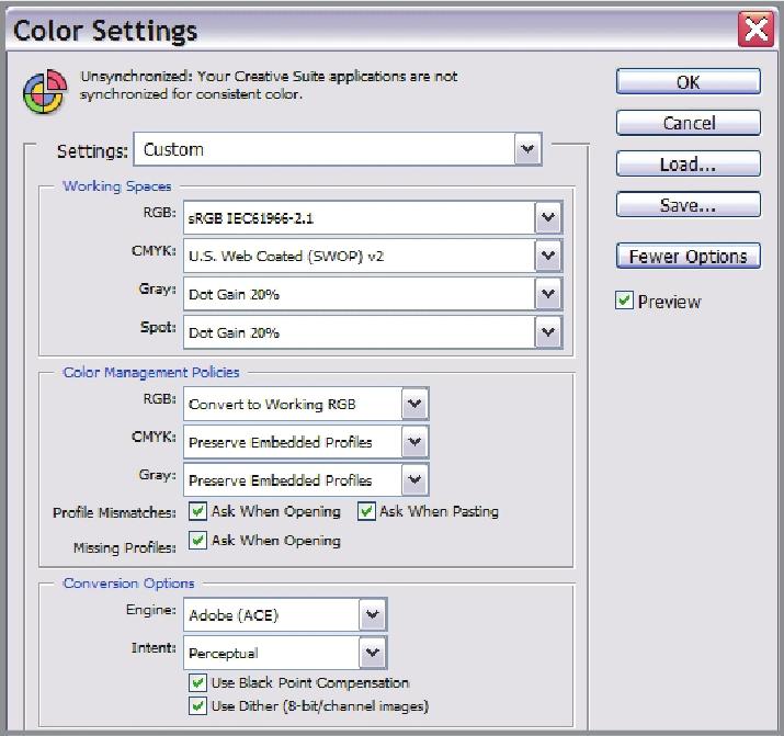In Color Management Policies, RGB: (Fig 3), select Convert to Working RGB option in the drop-down ( ) menu.