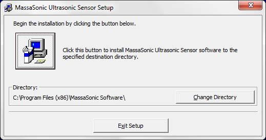 Figure 9 First Screen that is displayed to load MassaSonic Ultrasonic Sensor Software Click on OK and the screen shown in Figure 10 will be displayed.