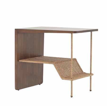 727 Steven Volpe Dornick Side Table w18", d25", h23" Woven core shelf,