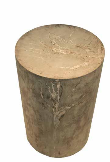 975 Tall Round Cement Stool dia12", h20" Miscanthus grasses in cast concrete.