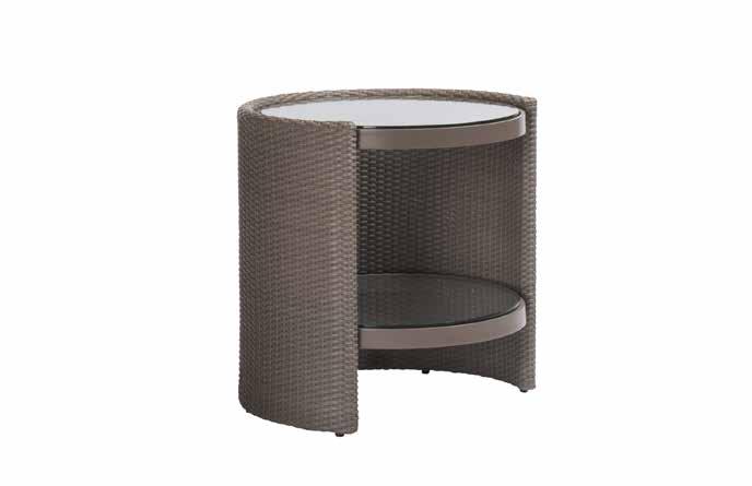 BB-205-DFW Horizon Round End Table dia24", h21" Woven resin over powder-coated aluminum frame.