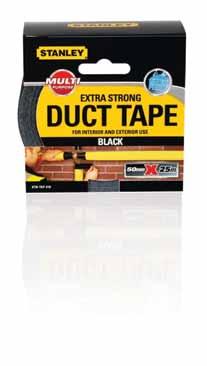 NEW EXTRA STRONG DUCT TAPE - BLACK For interior and exterior use High strength adhesive Waterproof* Durable Adheres to a wide range of surfaces DUCT TAPE STN-TAP-009 Cuff 12 5060308670447