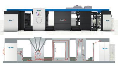 The exhibits showcased include four Rapida sheetfed offset presses from half to large format, the Rapida 106 RDC rotary die-cutter, the re-designed highvolume digital RotaJET L series in a flexible