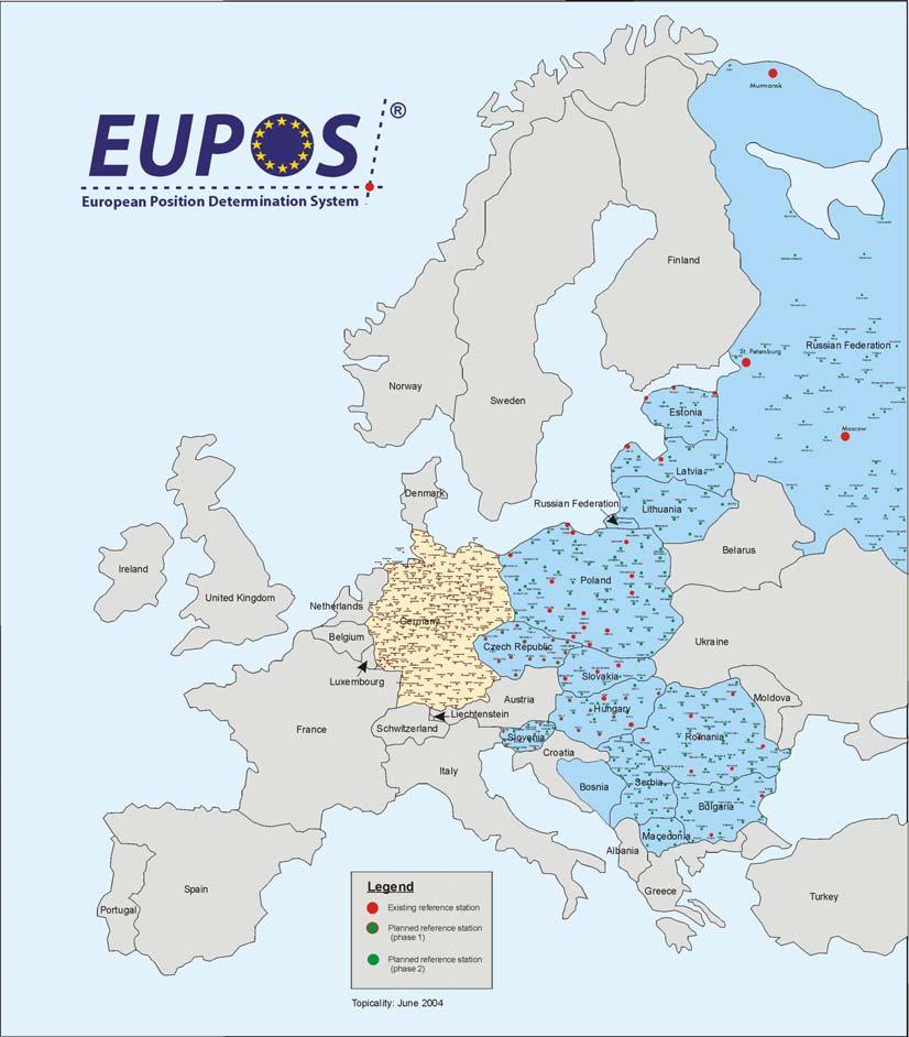 EUPOS PROJECT EUPOS (European Position Determination System) Multifunctional system for precise positioning and navigation purposes, 16 countries of Central and Eastern Europe participating, 429
